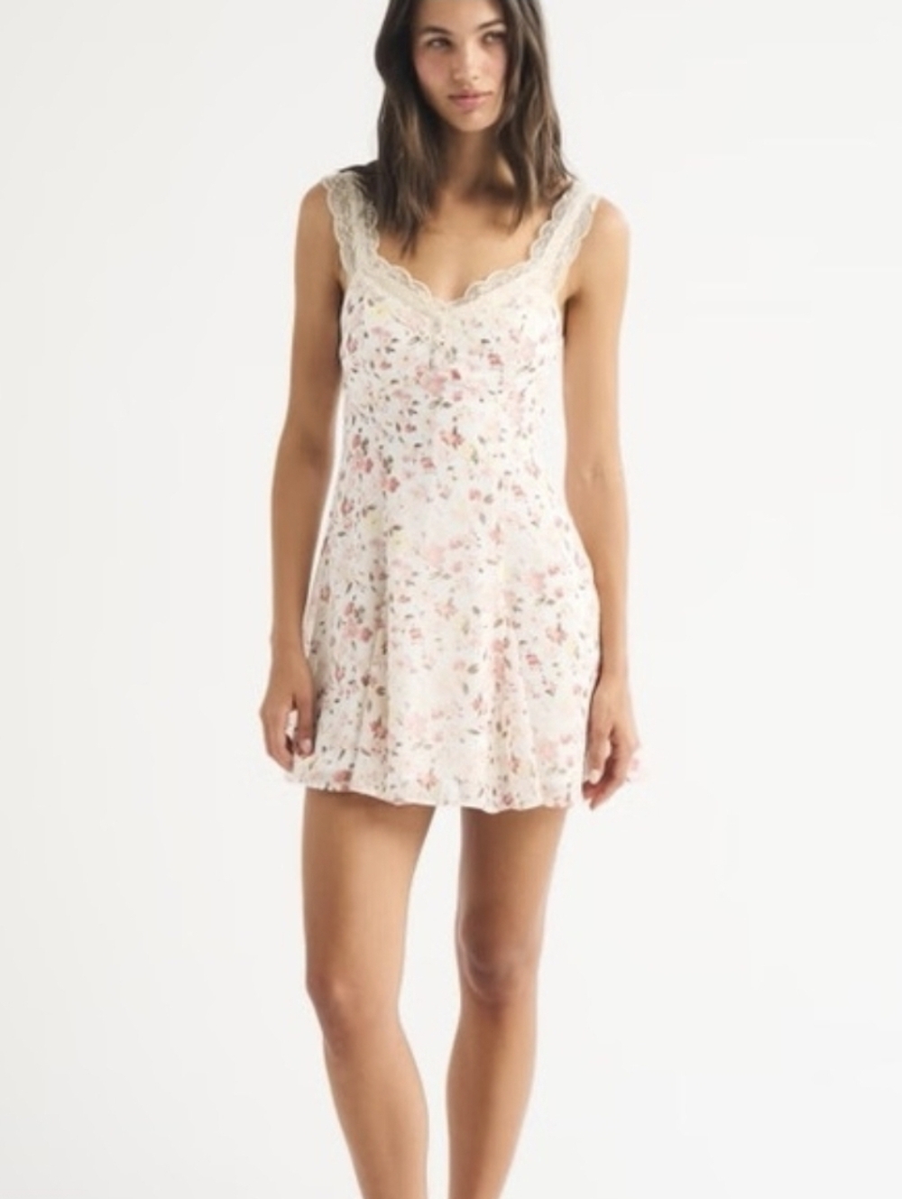 Abercrombie Bra-Free L ace-Trim Button-Through Mini Dress new XXL tall